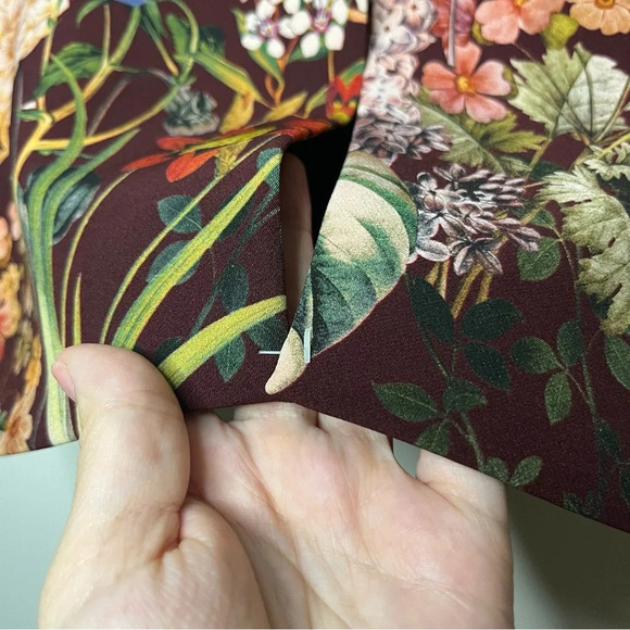 NWT ZARA Burgundy Floral Bouquet Fall Pencil Skirt - Picture 12 of 14